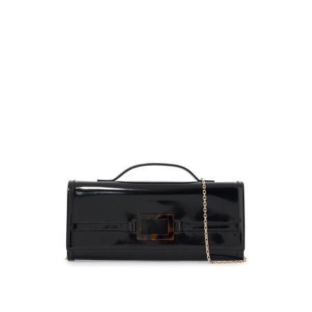 brushed leather belle vivier clutch bag