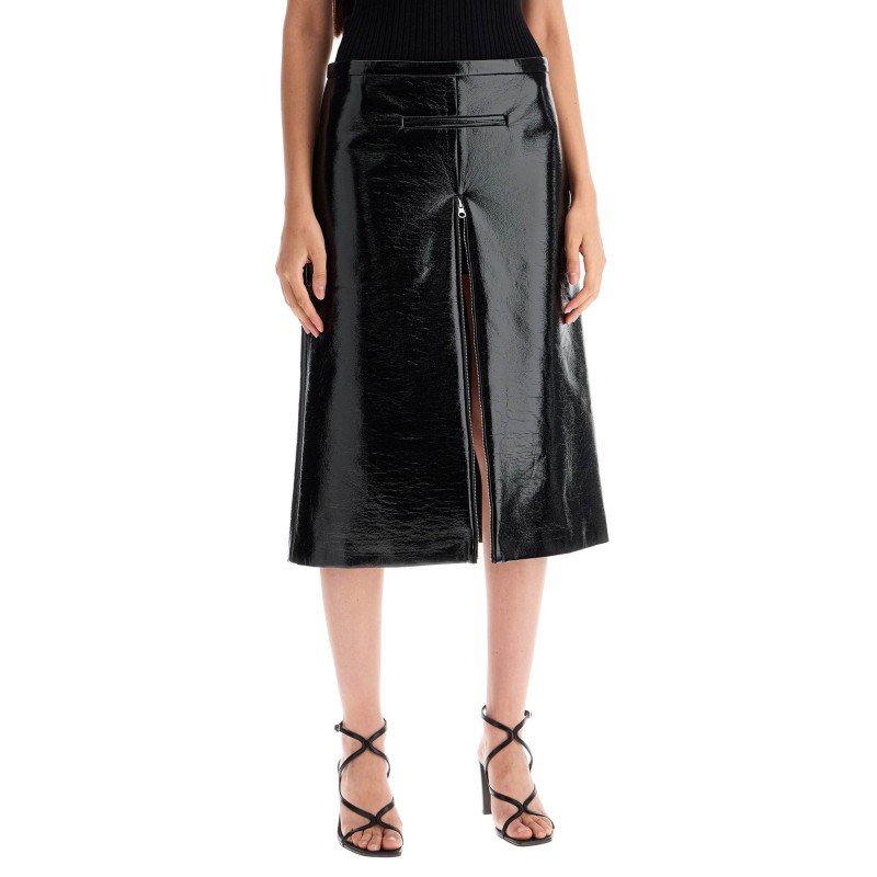 vinyl midi skirt in seven