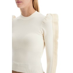 stretch pullover with ruffle