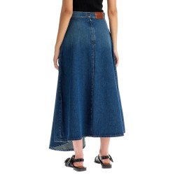 asymmetric long denim skirt.