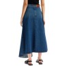 asymmetric long denim skirt.