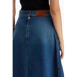 asymmetric long denim skirt.