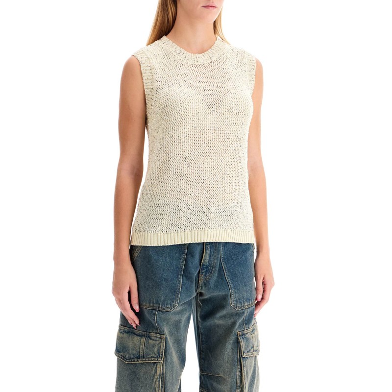 knitted vest with sequins embell