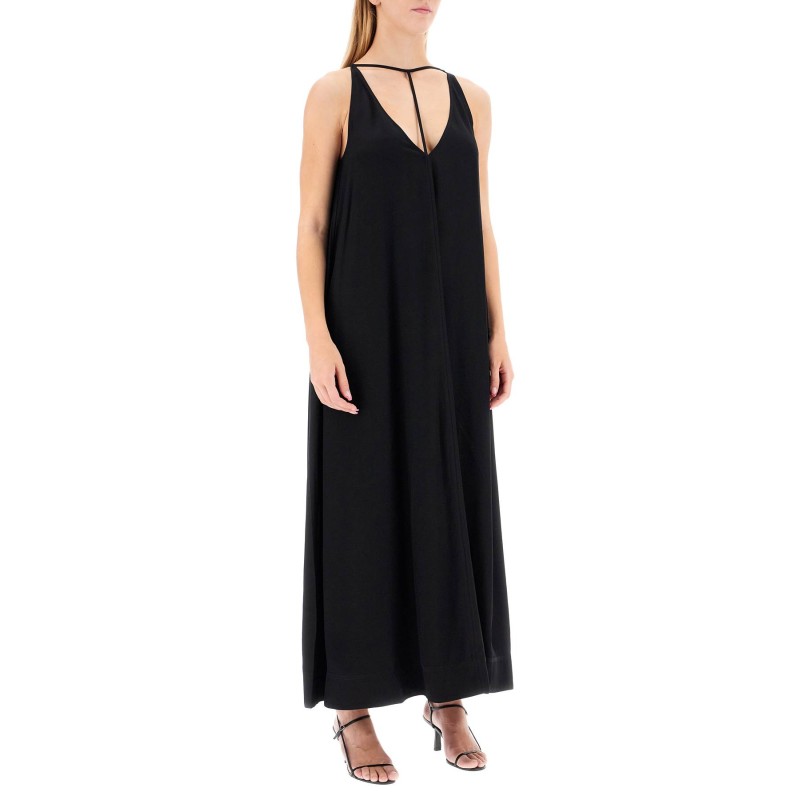 maxi dress with t-strap belt