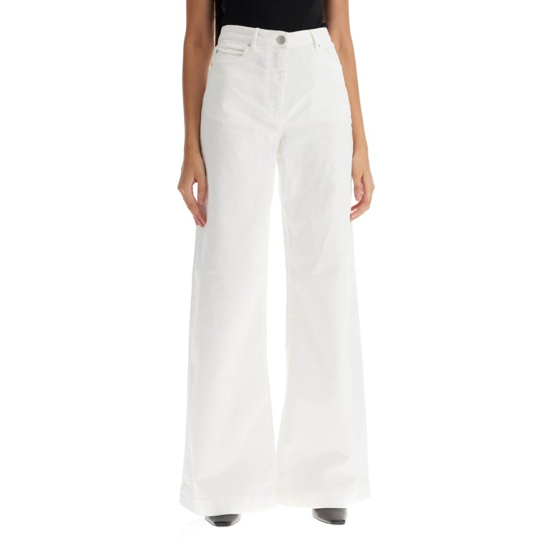 wide leg twill trousers in italian