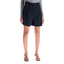 flared lightweight wool shorts