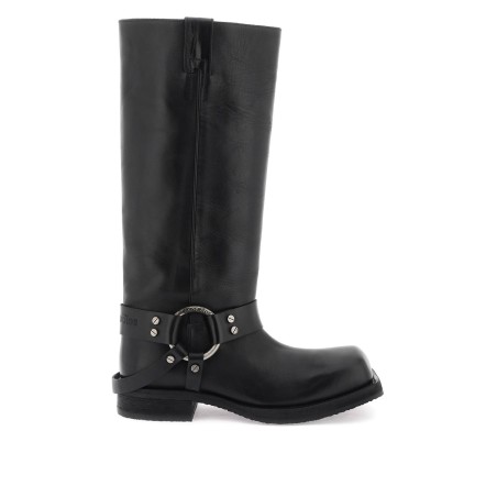 leather biker boots in