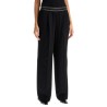 wide twill pants with elastic waistband