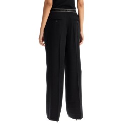 wide twill pants with elastic waistband