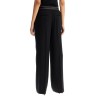 wide twill pants with elastic waistband