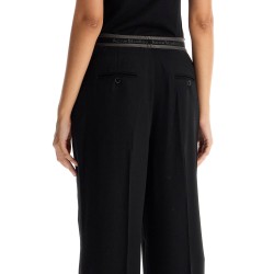 wide twill pants with elastic waistband