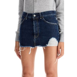 destroyed denim mini skirt