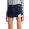 destroyed denim mini skirt