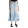 flared denim skirt.