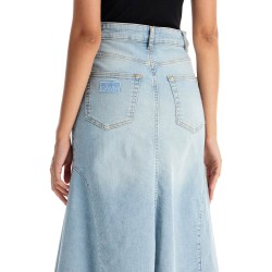 flared denim skirt.