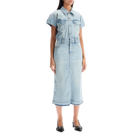 stretch denim midi dress in 8