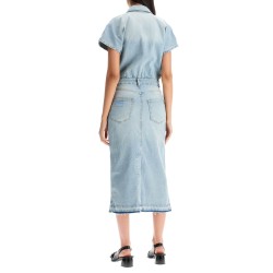 stretch denim midi dress in 8