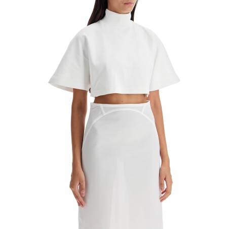 high-neck jersey crop top