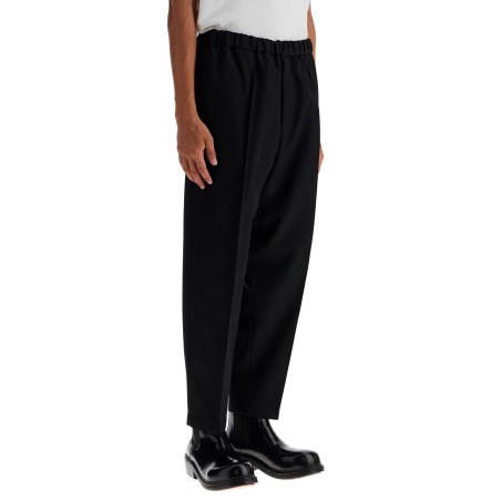 tapered wool twill trousers