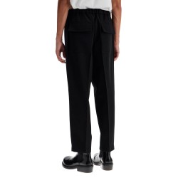 tapered wool twill trousers