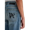 straight leg monogram print jeans