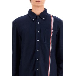 "button-down overshirt in knit with tricolor