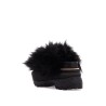 slides with faux fur strap