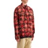 'flannel shirt with curved logo