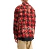 'flannel shirt with curved logo