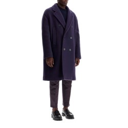 double-breasted heavy wool coat