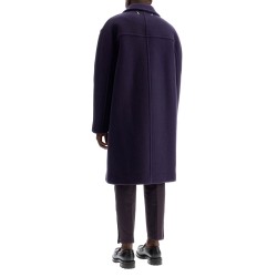 double-breasted heavy wool coat