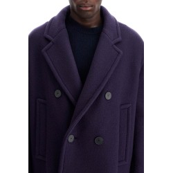 double-breasted heavy wool coat