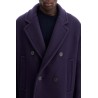 double-breasted heavy wool coat