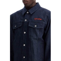 denim shirt jacket with button closure