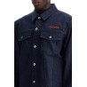 denim shirt jacket with button closure