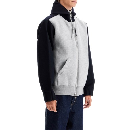 bicolor sweatshirt with zip and hood