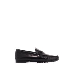 brushed leather loafers with penny detail