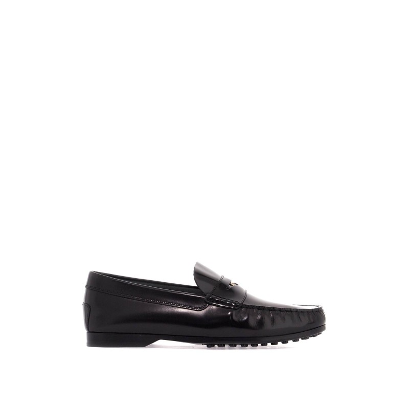 brushed leather loafers with penny detail