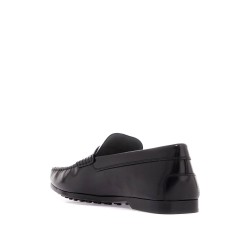 brushed leather loafers with penny detail