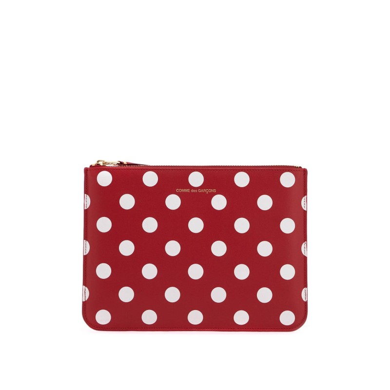 'polka dot leather pouch bag