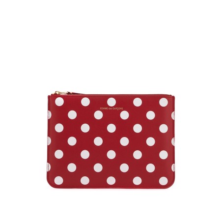 'polka dot leather pouch bag