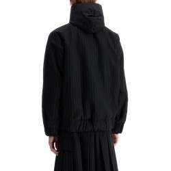 hooded wool gessato jacket