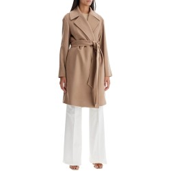 mid-length wool wrap coat with robe-style