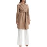 mid-length wool wrap coat with robe-style