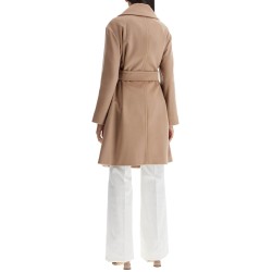 mid-length wool wrap coat with robe-style