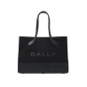 east/west nylon and leather tote bag