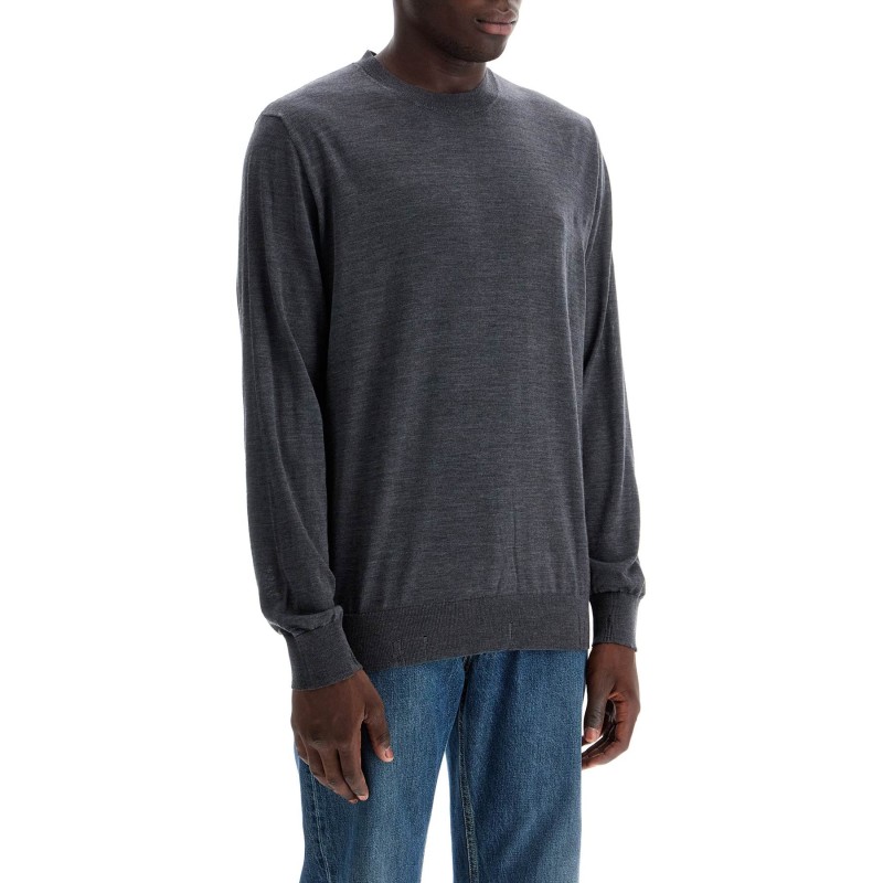 lightweight distressed wool pullover sweater