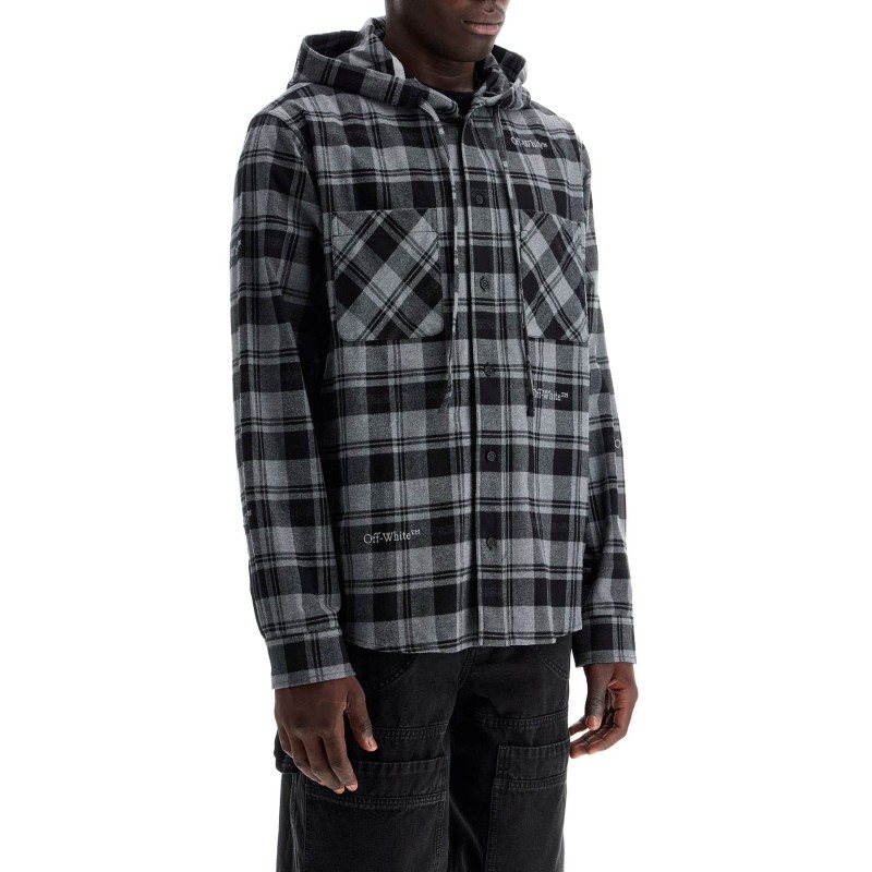 checked overshirt with hood