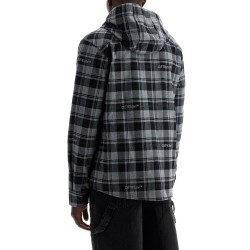 checked overshirt with hood