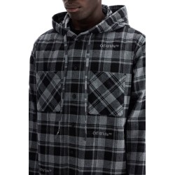 checked overshirt with hood